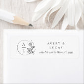 Étiquette Élégant Monogramme Initiales Mariage Retour étique (En situation)