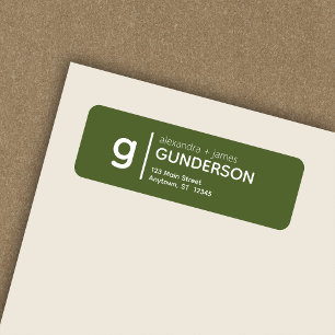 Étiquette Élégant Monogramme Moderne Olive Green Adresse de