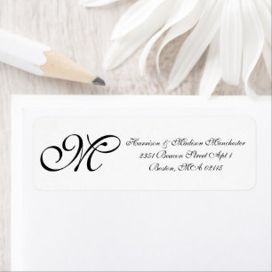 Étiquette Élégant Monogramme noir blanc personnalisé classiq