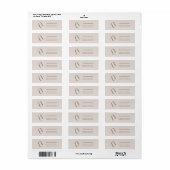 Étiquette Élégant Monogramme Or et Beige Clair (Feuille entière)