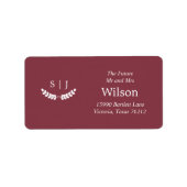 Étiquette Élégant Monogramme Rouge foncé Joyau Tone Retourne (Devant)