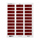Étiquette Élégant Monogramme simple Bourgogne Rouge (Feuille entière)