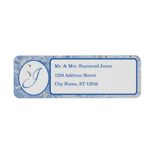 Étiquette Élégant Monogrammed Blue and Grey Adresse de retou