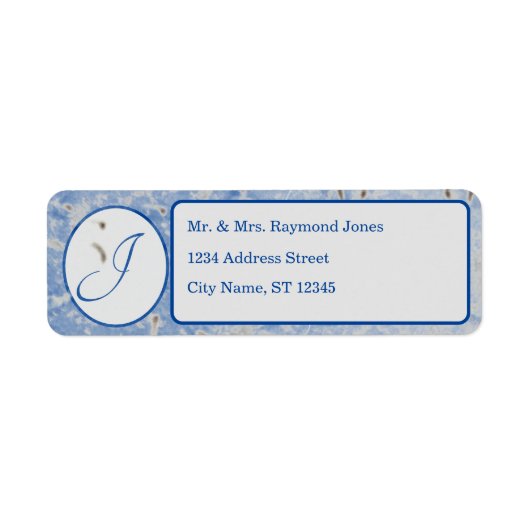 Étiquette Élégant Monogrammed Blue and Grey Adresse de retou (Devant)