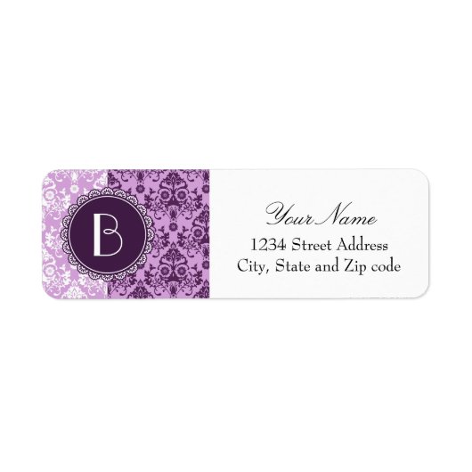 Étiquette Elégant motif de séparation avec monogramme (Devant)