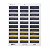 Étiquette Elegant Navy Blue & Gold Adresse de retour Label (Feuille entière)