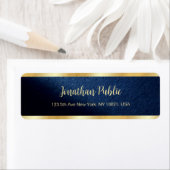 Étiquette Elegant Navy Blue & Gold Template Return Address (En situation)