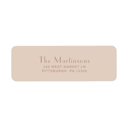 Étiquette Elegant Neutral Type Mariage Adresse (Devant)