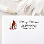 Étiquette Élégant Noël Cardinal Rouge Oiseau (En situation)