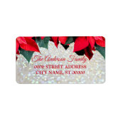 Étiquette Élégant Noël Fleurs rouges Fêtes (Devant)