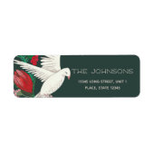 Étiquette Élégant Noël Floral de la colombe verte (Devant)