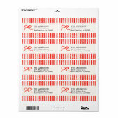 Étiquette Élégant Noël traditionnel arc rouge moderne (Feuille entière)