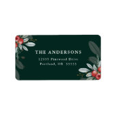 Étiquette Élégant Noël vert foncé Retour (Devant)