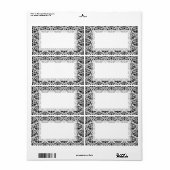 Étiquette Élégant noir et blanc Calligraphique Damask (Feuille entière)