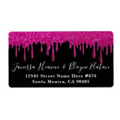 Étiquette Elégant noir et blanc Mariage Parties scintillant  (Devant)