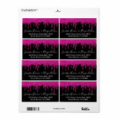 Étiquette Elégant noir et blanc Mariage Parties scintillant  (Feuille entière)