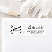 Étiquette Élégant noir et blanc Monogramme initial (En situation)