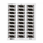 Étiquette Élégant noir et blanc or bleu rose floral (Feuille entière)