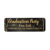 Étiquette Élégant Noir Et Or Graduation (Devant)