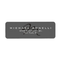 Élégant noir Monogramme gris Adresse de retour Lab