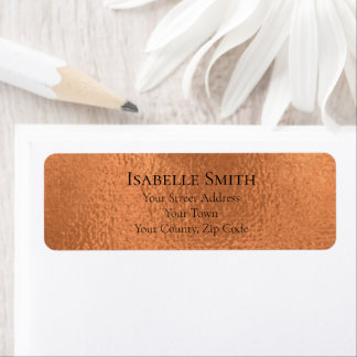 Étiquette Élégant Nom Adresse Personnalisé Feuille de Cuivre
