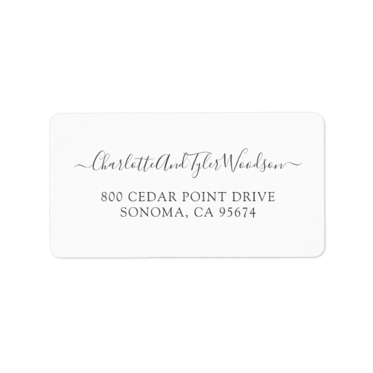 Étiquette Élégant nom de script Nouveau nom d'adresse de ret (Devant)