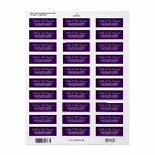 Étiquette Élégant nom manuscrit avec adresse violet (Feuille entière)