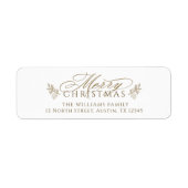 Étiquette Elegant Or Blanc Joyeux Noël Adresse de retour (Devant)