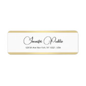 Étiquette Elegant or blanc main Script retour adresse (Devant)