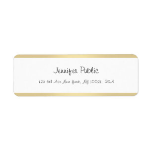 Étiquette Élégant or blanc manuscrit moderne minimaliste
