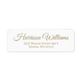 Étiquette Élégant or blanc Script & Serif adresse de retour (Devant)