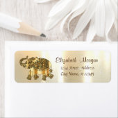 Étiquette Elégant, Or élégant, Eléphant Paisley (En situation)