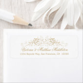 Étiquette Elégant or fleurit Damask (En situation)