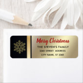 Étiquette Élégant or moderne / flocon de Noël noir (En situation)