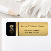 Étiquette Elégant or moderne / mariage d'ananas noir (En situation)