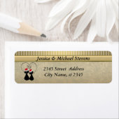 Étiquette Elégant or Noël amour chat vacances couple (En situation)