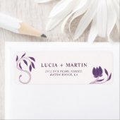Étiquette Elegant Paisley Violet Mariage Adresse de retour (En situation)
