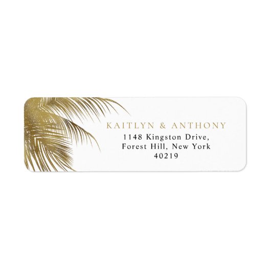 Étiquette Elégant Palm Tree Plage Tropical Mariage (Devant)