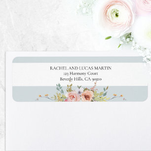 Étiquette Elégant Pastel Boho Aquarelle Floral