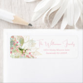 Étiquette Élégant Pastel Pink Poinsettia Holiday Retour (En situation)