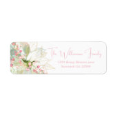 Étiquette Élégant Pastel Pink Poinsettia Holiday Retour (Devant)