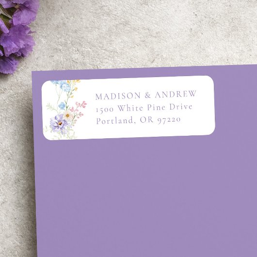 Étiquette Elegant Pastel Wildflower Wedding Return Address