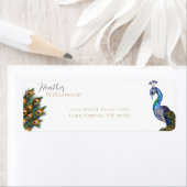 Étiquette Elégant Peacock Aquarelle (En situation)