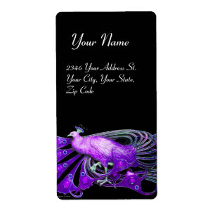 ÉTIQUETTE ÉLÉGANT PEACOCK EN PURPLE ET NOIR