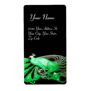 ÉTIQUETTE ELEGANT PEACOCK IN GREEN AND BLACK