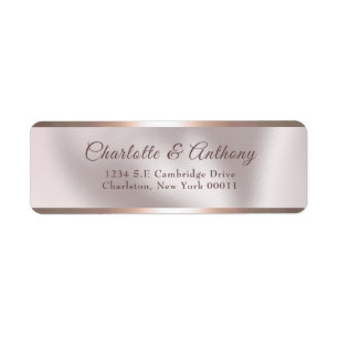 Étiquette Elégant Pearl & Rose Gold Faux Foil Mariage