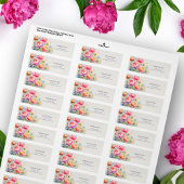 Étiquette Elegant Peonies Aquarelle Florale Adresse de retou