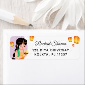 Étiquette Elegant Personalized Indian Girl Diwali (En situation)