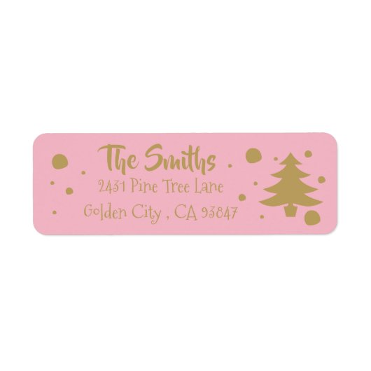 Étiquette Elegant pink & gold Christmas tree labels (Devant)