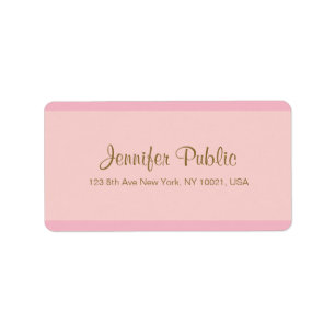 Étiquette Elégant Pink Gold Script Adresse Modèle tendance